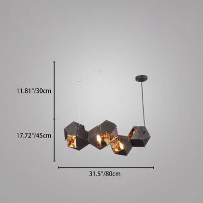 Contemporary Scandinavian Rubik's Cube Polyhedron Stainless Steel 6/8/10/12 Light Island Light Chandelier For Dining Room