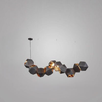 Contemporary Scandinavian Rubik's Cube Polyhedron Stainless Steel 6/8/10/12 Light Island Light Chandelier For Dining Room