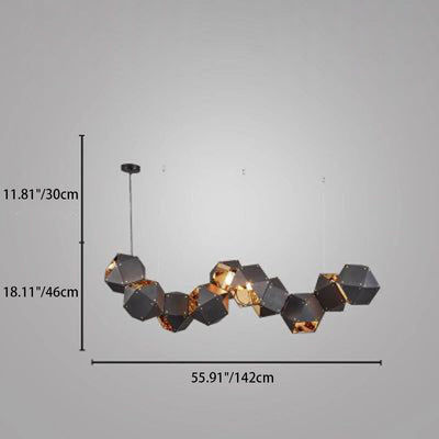 Contemporary Scandinavian Rubik's Cube Polyhedron Stainless Steel 6/8/10/12 Light Island Light Chandelier For Dining Room