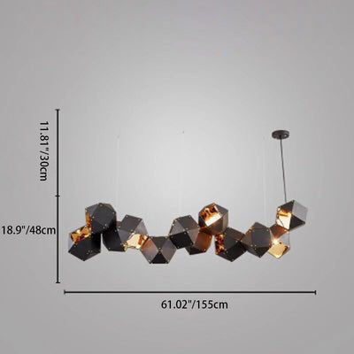 Contemporary Scandinavian Rubik's Cube Polyhedron Stainless Steel 6/8/10/12 Light Island Light Chandelier For Dining Room