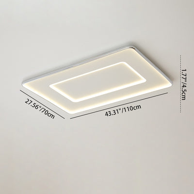 Modern Minimalist Square Rectangle Iron Aluminum Acrylic LED Flush Mount Ceiling Light For Bedroom