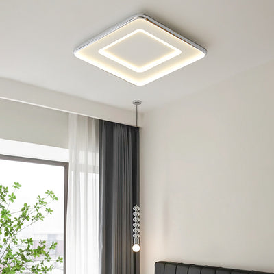 Modern Minimalist Square Rectangle Iron Aluminum Acrylic LED Flush Mount Ceiling Light For Bedroom