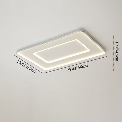 Modern Minimalist Square Rectangle Iron Aluminum Acrylic LED Flush Mount Ceiling Light For Bedroom