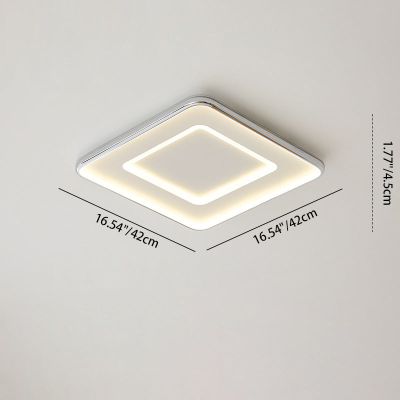 Modern Minimalist Square Rectangle Iron Aluminum Acrylic LED Flush Mount Ceiling Light For Bedroom