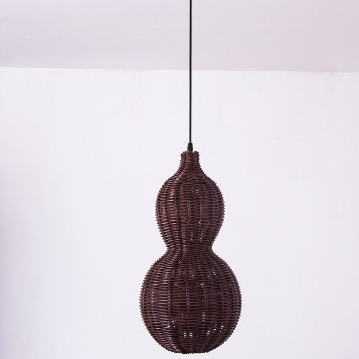 Contemporary Creative Waterproof Gourd Peanut Shape Rattan Stainless Steel 1-Light Pendant Light For Outdoor