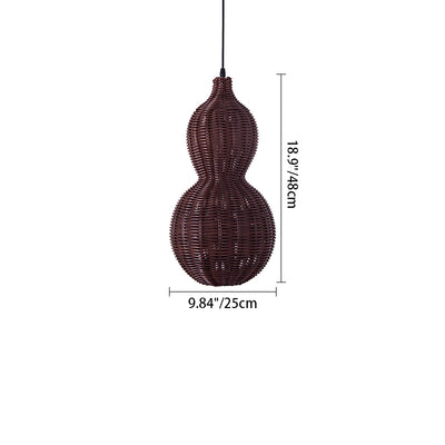 Contemporary Creative Waterproof Gourd Peanut Shape Rattan Stainless Steel 1-Light Pendant Light For Outdoor