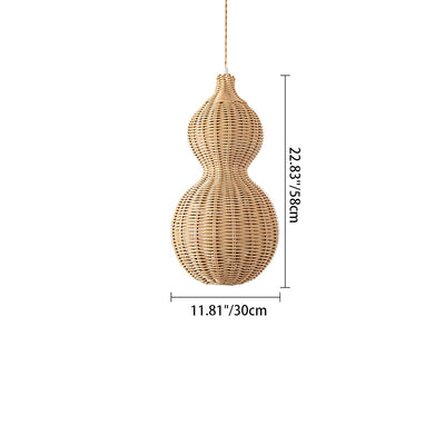 Contemporary Creative Waterproof Gourd Peanut Shape Rattan Stainless Steel 1-Light Pendant Light For Outdoor