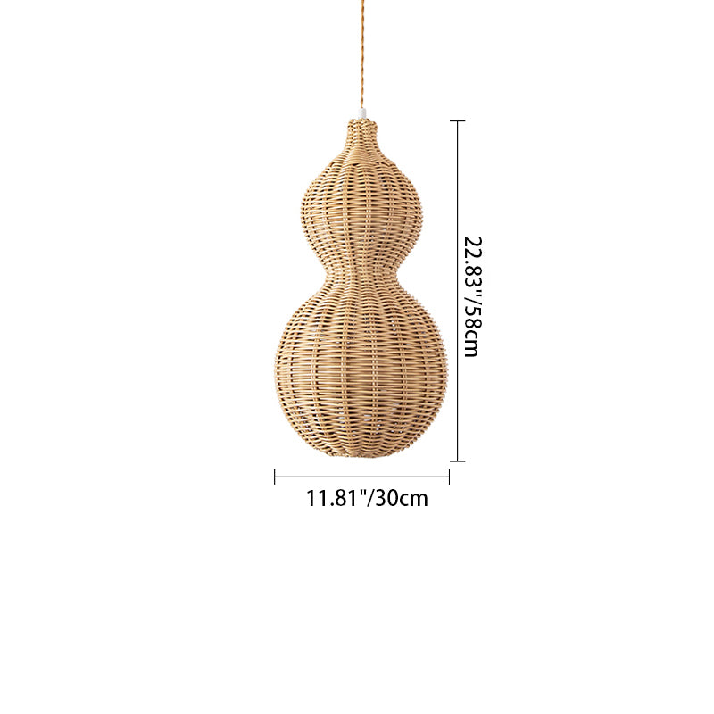 Contemporary Creative Waterproof Gourd Peanut Shape Rattan Stainless Steel 1-Light Pendant Light For Outdoor