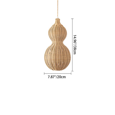 Contemporary Creative Waterproof Gourd Peanut Shape Rattan Stainless Steel 1-Light Pendant Light For Outdoor