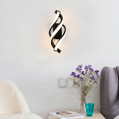 Contemporary Scandinavian Spiral Aluminum Acrylic LED Wall Sconce Lamp For Bedroom