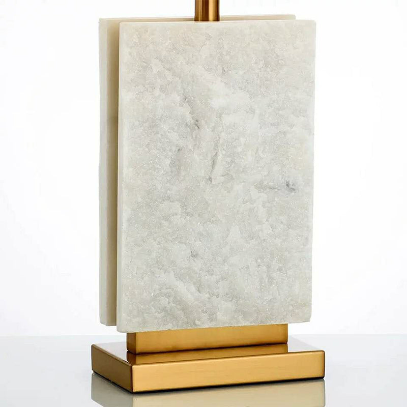 Modern Minimalist Rectangle Iron Marble Fabric 1-Light Table Lamp For Bedroom