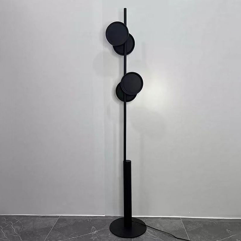 Contemporary Scandinavian Round Linear Iron LED Standing Floor Lamp For Living Room