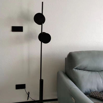 Contemporary Scandinavian Round Linear Iron LED Standing Floor Lamp For Living Room