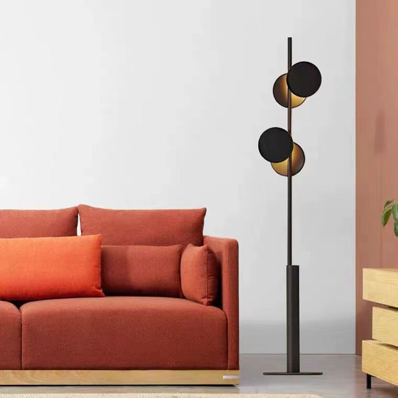 Contemporary Scandinavian Round Linear Iron LED Standing Floor Lamp For Living Room