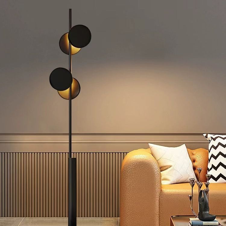 Contemporary Scandinavian Round Linear Iron LED Standing Floor Lamp For Living Room