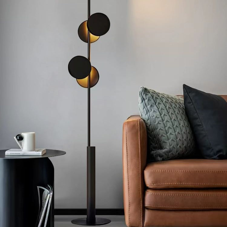 Contemporary Scandinavian Round Linear Iron LED Standing Floor Lamp For Living Room