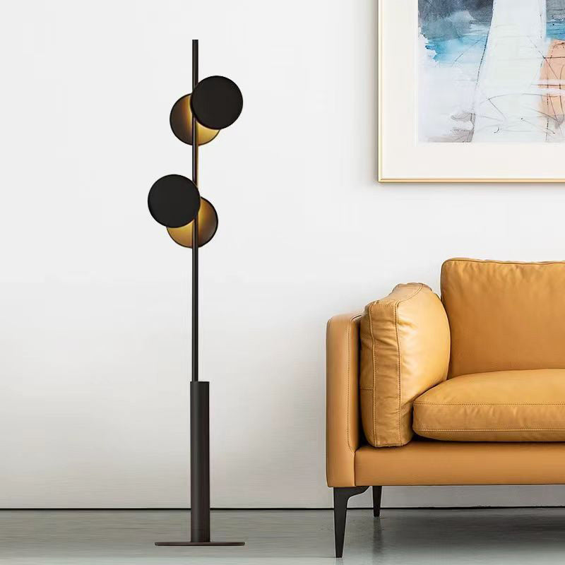 Contemporary Scandinavian Round Linear Iron LED Standing Floor Lamp For Living Room