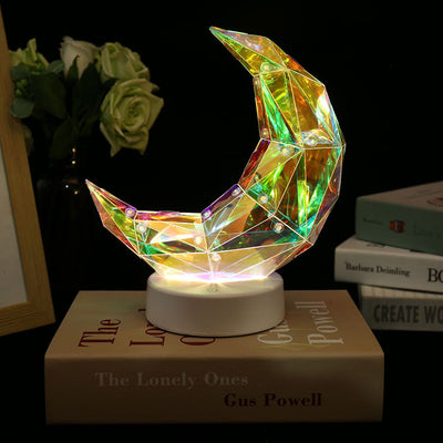 Modern Art Deco USB Cherry Blossom Wave Moon Round ABS PET LED Table Lamp For Bedroom