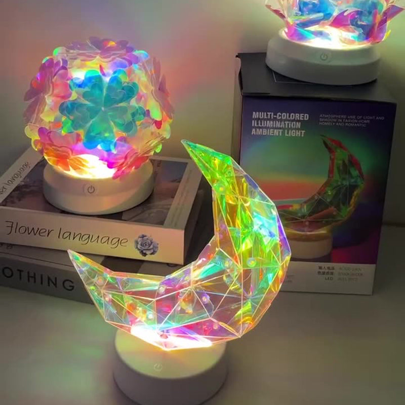 Modern Art Deco USB Cherry Blossom Wave Moon Round ABS PET LED Table Lamp For Bedroom