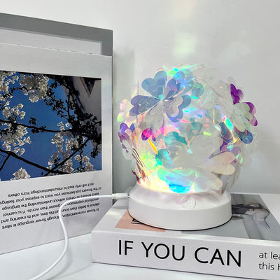 Modern Art Deco USB Cherry Blossom Wave Moon Round ABS PET LED Table Lamp For Bedroom