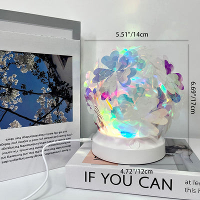 Modern Art Deco USB Cherry Blossom Wave Moon Round ABS PET LED Table Lamp For Bedroom