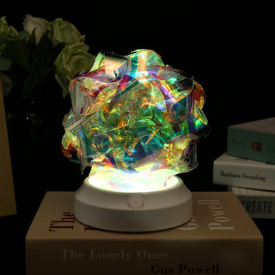 Modern Art Deco USB Cherry Blossom Wave Moon Round ABS PET LED Table Lamp For Bedroom