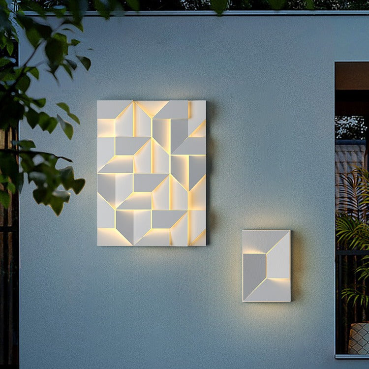 Moderne minimalistische Solar wasserdichte Rechteck geometrische Edelstahl LED Wandleuchte Lampe für den Außenbereich