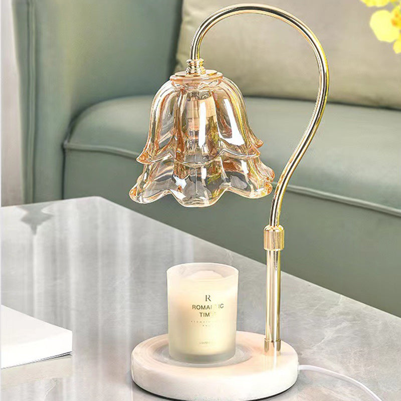 Moderne Art Deco Hebe Blume Runde Marmor Eisen Glas 2-Licht Schmelzen Wachs Tisch Lampe Für Schlafzimmer 