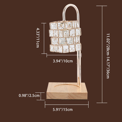 Moderne Luxus Zauberwürfel Diamant Holz Hardware Glas 1-Licht Schmelzwachs Tischlampe für Schlafzimmer 