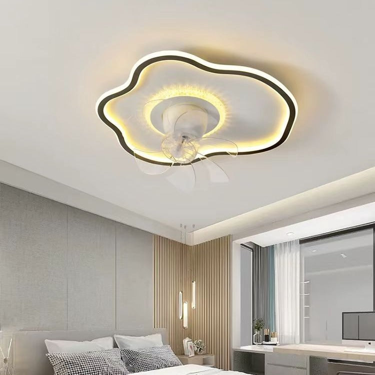 Zeitgenössische kreative Wolkenform ABS Eisen LED Unterputz Deckenventilator Licht für Schlafzimmer 