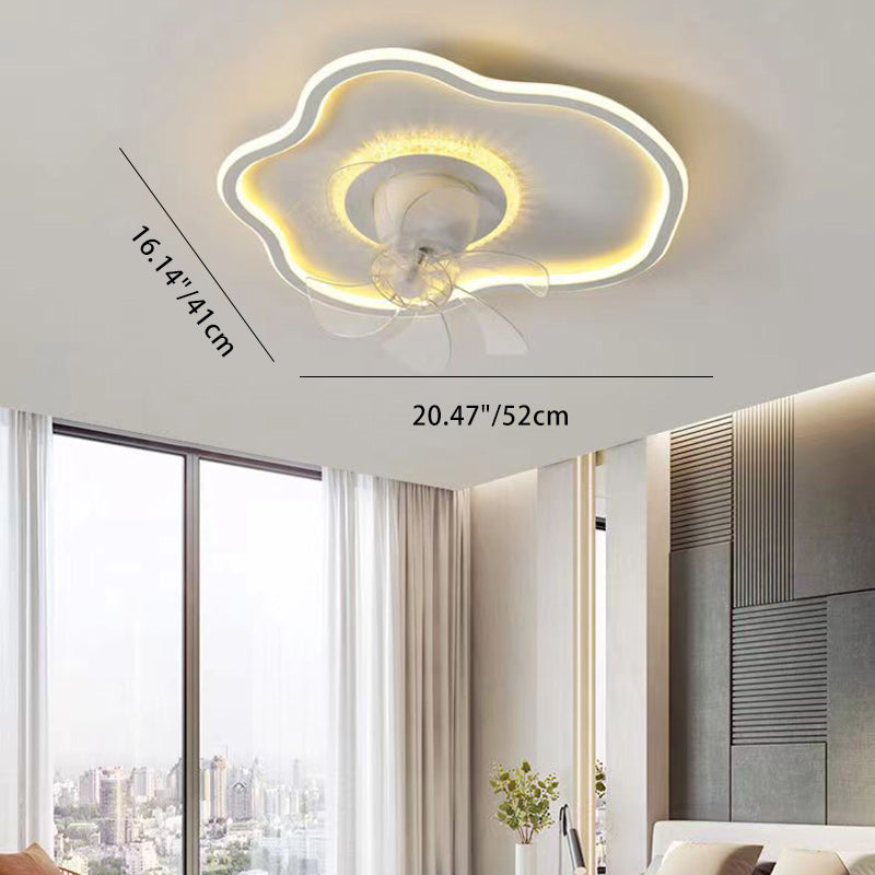 Zeitgenössische kreative Wolkenform ABS Eisen LED Unterputz Deckenventilator Licht für Schlafzimmer 