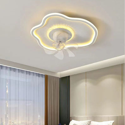 Zeitgenössische kreative Wolkenform ABS Eisen LED Unterputz Deckenventilator Licht für Schlafzimmer 