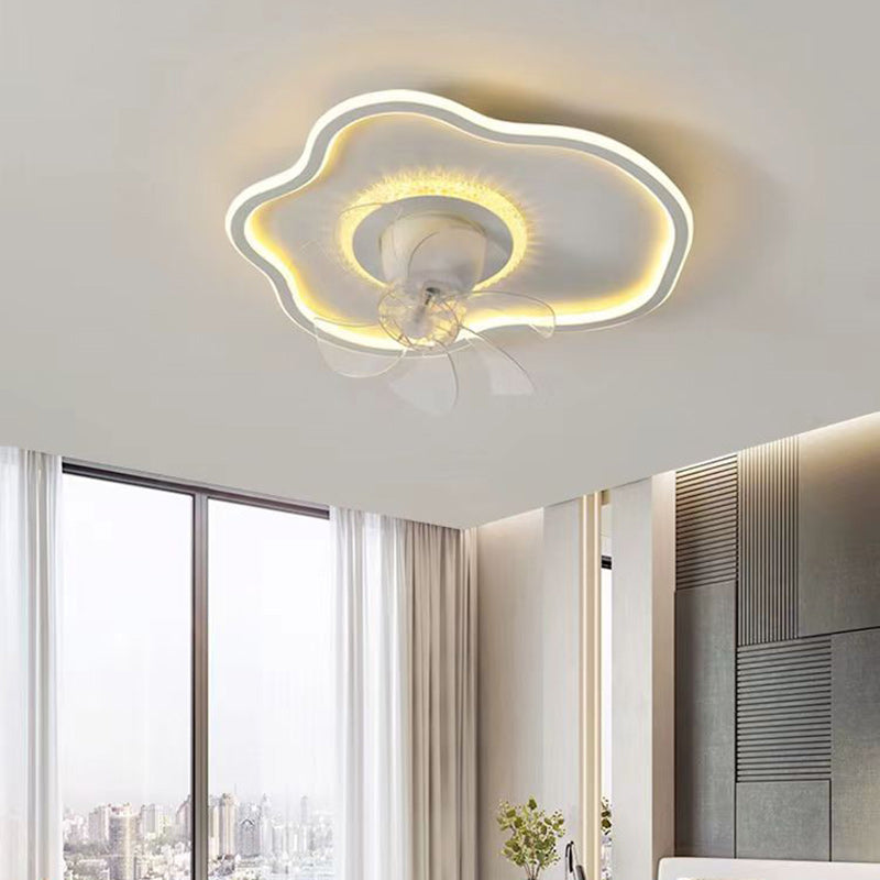 Zeitgenössische kreative Wolkenform ABS Eisen LED Unterputz Deckenventilator Licht für Schlafzimmer 