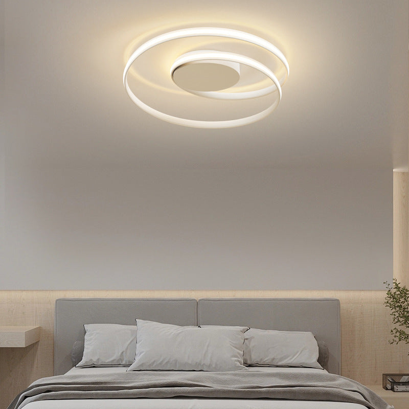 Moderne minimalistische doppelte runde Aluminium-Silikon-LED-Halbeinbau-Deckenleuchte für Schlafzimmer 