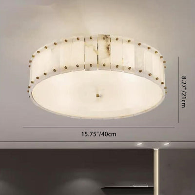 Modern Minimalist Round Dome Copper Marble 6/8 Light Flush Mount Ceiling Light For Bedroom