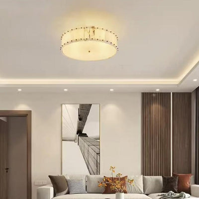 Modern Minimalist Round Dome Copper Marble 6/8 Light Flush Mount Ceiling Light For Bedroom