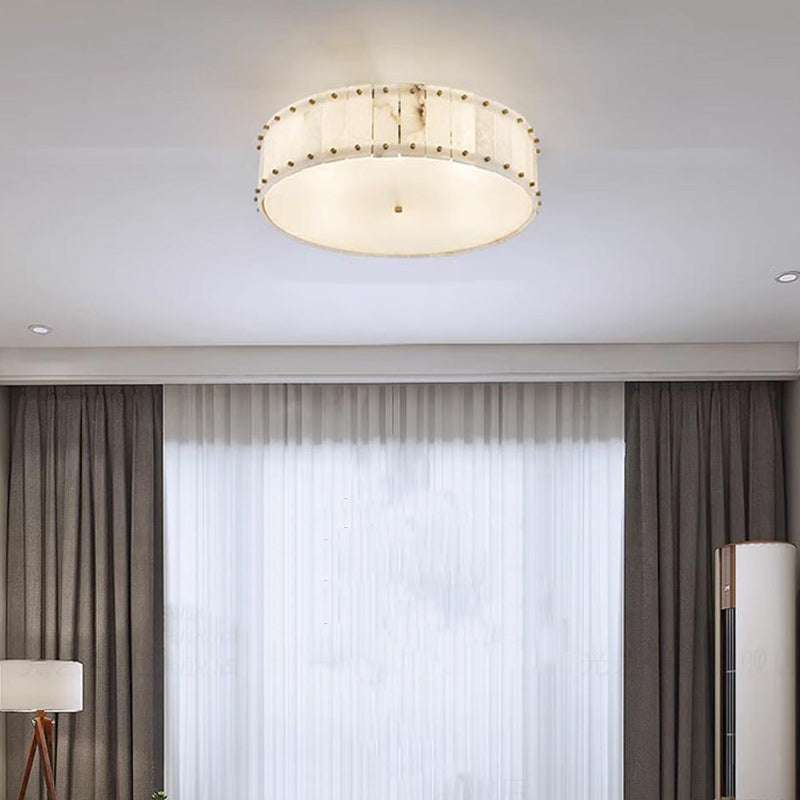 Modern Minimalist Round Dome Copper Marble 6/8 Light Flush Mount Ceiling Light For Bedroom