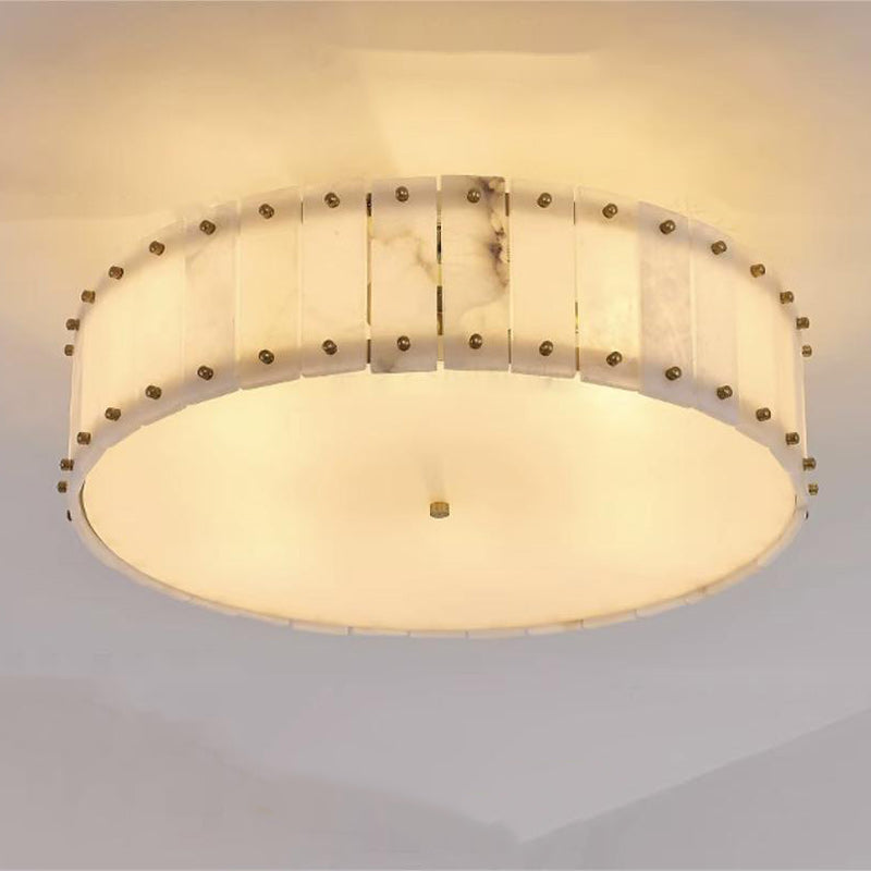 Modern Minimalist Round Dome Copper Marble 6/8 Light Flush Mount Ceiling Light For Bedroom