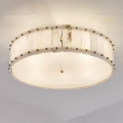 Modern Minimalist Round Dome Copper Marble 6/8 Light Flush Mount Ceiling Light For Bedroom