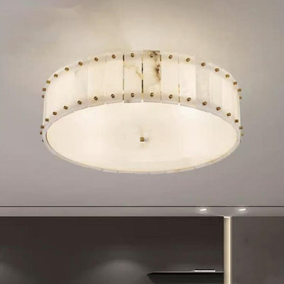 Modern Minimalist Round Dome Copper Marble 6/8 Light Flush Mount Ceiling Light For Bedroom