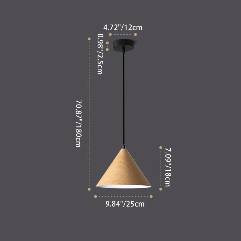 Contemporary Scandinavian Round Cone Iron 1-Light Pendant Light For Bedroom