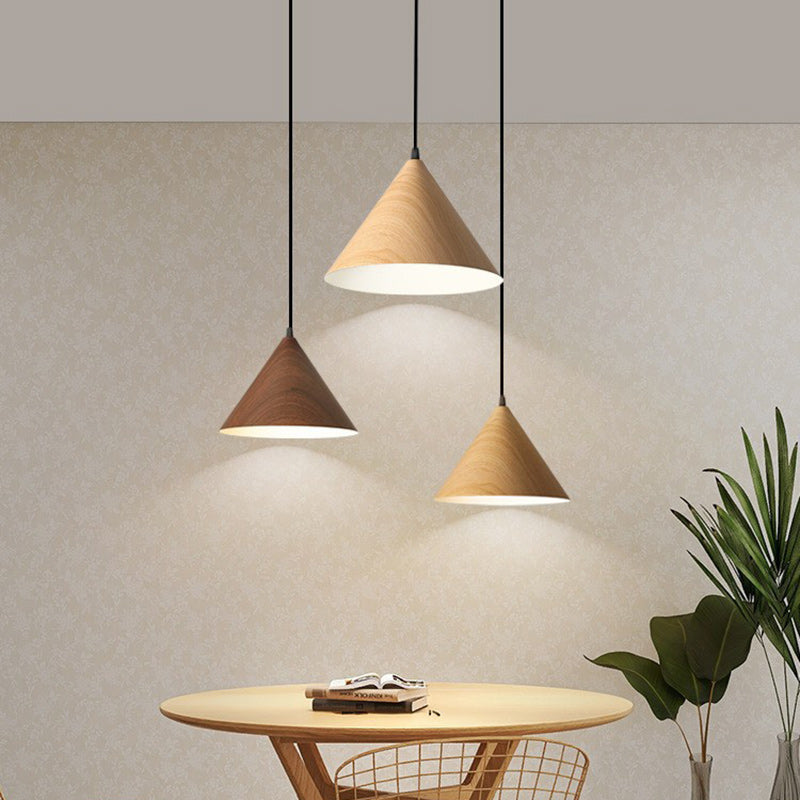 Contemporary Scandinavian Round Cone Iron 1-Light Pendant Light For Bedroom