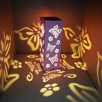 Modern Art Deco Solar Waterproof Skeleton Light Shadow Rose Butterfly Rectangle Stainless Steel LED Outdoor Light For Outdoor