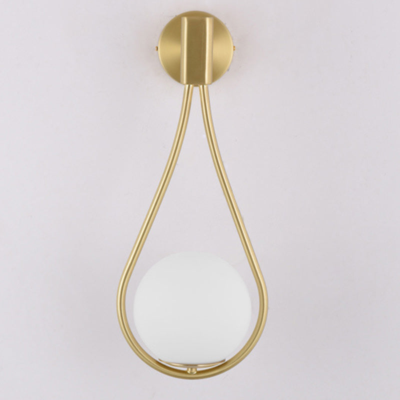 Modern Minimalist Round Water Drop Shape Orb Iron Glass 1-Light Wall Sconce Lamp For Bedroom