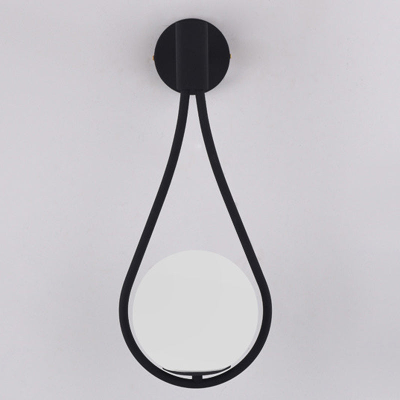 Modern Minimalist Round Water Drop Shape Orb Iron Glass 1-Light Wall Sconce Lamp For Bedroom