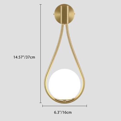 Modern Minimalist Round Water Drop Shape Orb Iron Glass 1-Light Wall Sconce Lamp For Bedroom