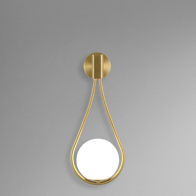 Modern Minimalist Round Water Drop Shape Orb Iron Glass 1-Light Wall Sconce Lamp For Bedroom