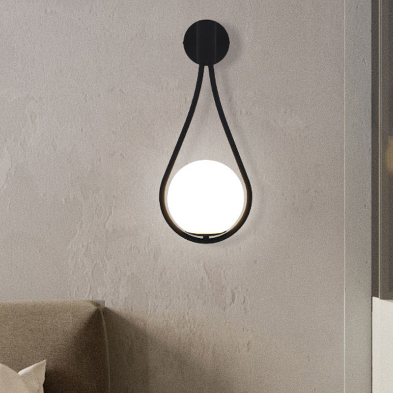 Modern Minimalist Round Water Drop Shape Orb Iron Glass 1-Light Wall Sconce Lamp For Bedroom