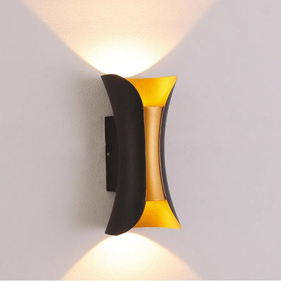 Modern Minimalist Waterproof Curved Cylindrical Aluminum Glass LED Wall Sconce Lamp For Outdoor