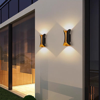 Modern Minimalist Waterproof Curved Cylindrical Aluminum Glass LED Wall Sconce Lamp For Outdoor